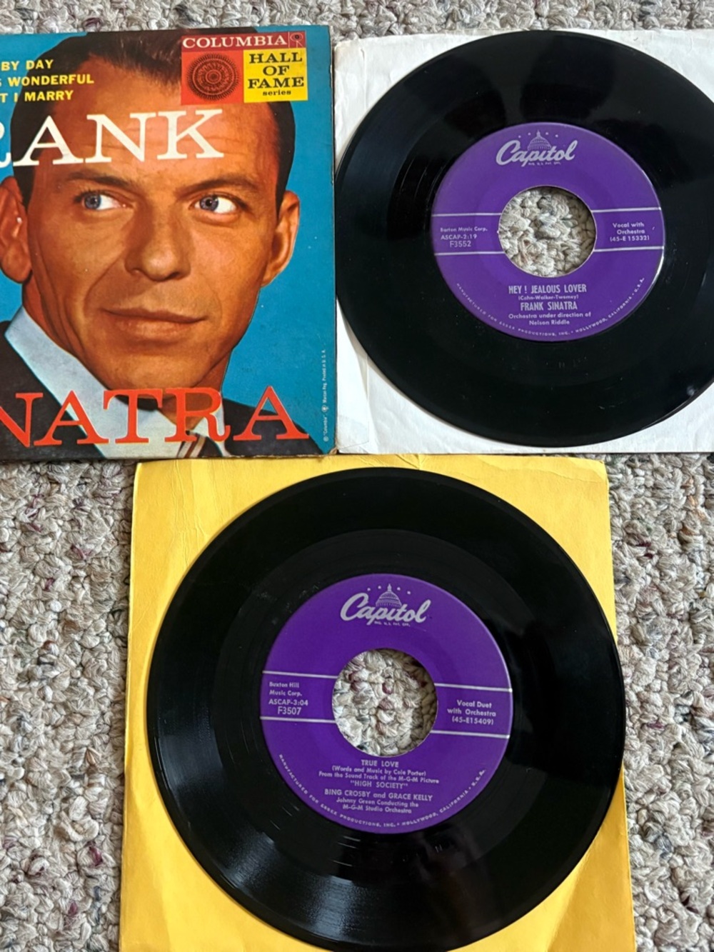 Lot of 3 Frank Sinatra 45 RPM Vinyl Records VG